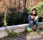 Hazel sitting on a wall doing Something