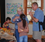 Sue Szary at the Silk Hope All Out Art Invitational